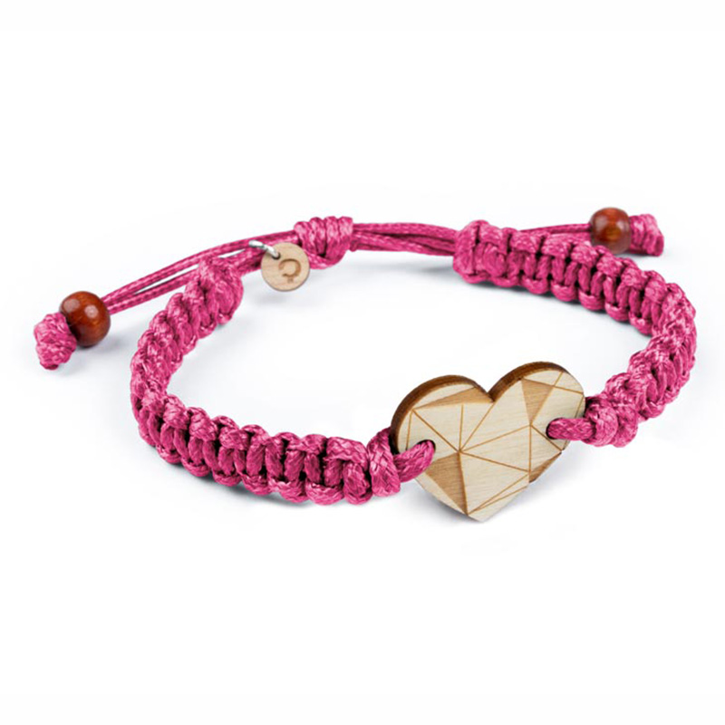 木製ブレスレット Braided Bracelet – Heart – – 手作りの木製時計